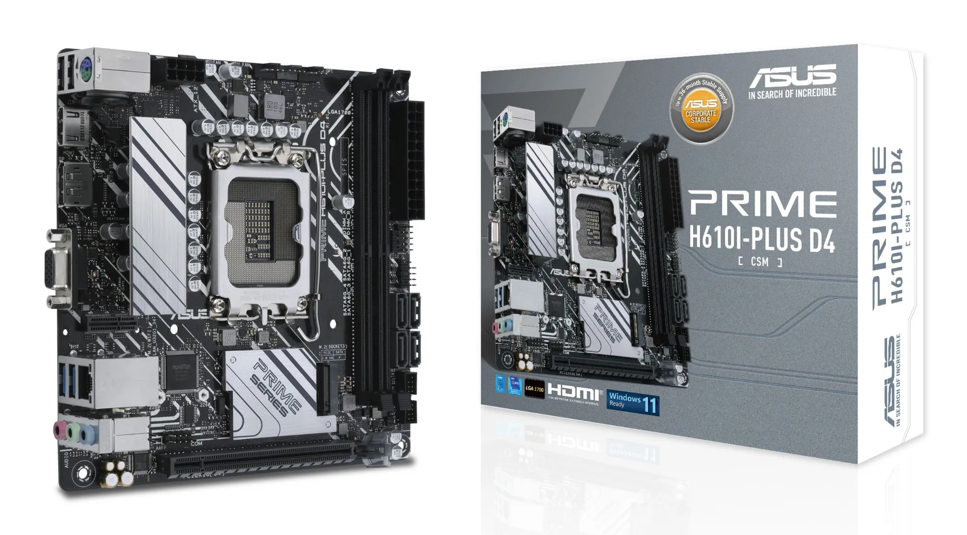 ASUS PRIME H610I-PLUS D4-CSM Intel H610 LGA 1700 mini ITX ASUS PRIME H610I-PLUS D4-CSM Intel H610 LGA 1700 mini ITX