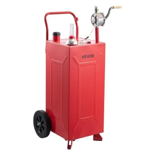 VEVOR 113,6L Kraftstofftrolley Mobile Tankanlage mit Manueller Handpumpe, Tragbarer Kraftstofftank für Auto Rasenmäher Boot, Mit 2 Rollen & Ölstandsanzeige, Für Benzin & Diesel, Kohlenstoffstahl, Rot – Bild 10