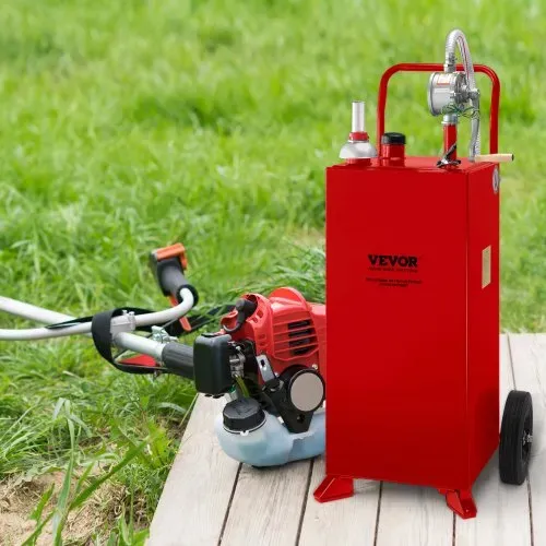 VEVOR 30 Gallonen Kraftstofftrolley, Kraftstoffspeicher mit 2 Rädern manueller Transferpumpe, Benzin-Diesel-Kraftstoffbehälter für Autos, Rasenmäher, Geländefahrzeuge, Boote, mehr, Rot – Bild 7