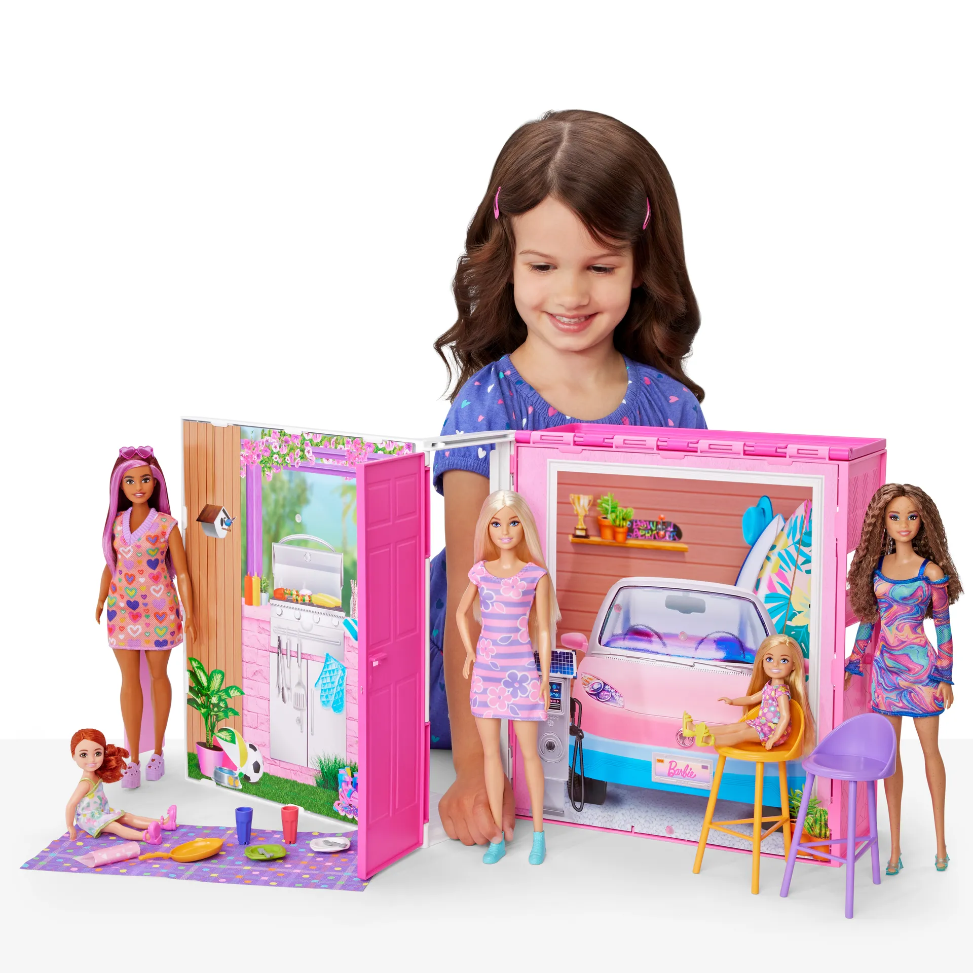 Barbie Barbie-Ferien-Puppenhaus mit Barbie-Puppe, 4 Spielbereichen und 11 Deko-Zubehörteilen – Bild 2