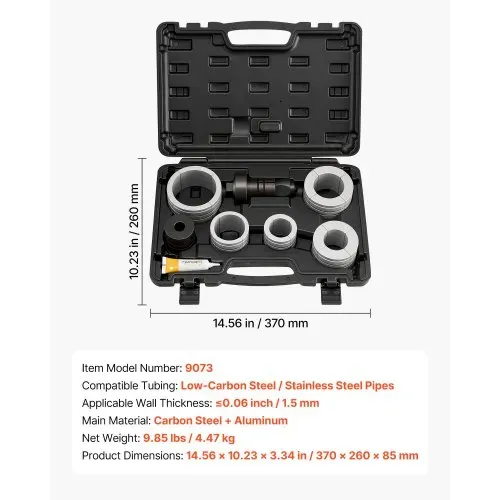 VEVOR 12 tlg. Auspuffrohr-Aufweitungs-Satz, Auspuffaufweiter mit 7 Präzisionshülsen aus Stahl & Aluminium für 41,27-107,95 mm Endrohre, Auspuffrohr-Expander mit Werkzeugkasten für Autos KFZ LKW PKW – Bild 6
