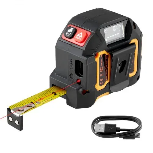 VEVOR 2-in-1-Laser-Maßband, 41 m wiederaufladbares Laser-Messwerkzeug & 4,8 m Bandmaß mit Magnet, Rollmaßband 4 Modi – Länge, Fläche, Volumen, kontinuierlich, ft/in/m/ft+in-Einheit VEVOR 2-in-1-Laser-Maßband, 41 m wiederaufladbares Laser-Messwerkzeug & 4,8 m Bandmaß mit Magnet, Rollmaßband 4 Modi – Länge, Fläche, Volumen, kontinuierlich, ft/in/m/ft+in-Einheit