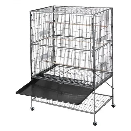 VEVOR Vogelkäfig, 930x580x1510 mm, Vogelvoliere aus Schmiedeeisen mit Sitzstangen, Futterschale & Kunststofffutternäpfen, Vogelhaus für Blaumeise, Nymphensittich, Kanarienvogel, Mönchssittich – Bild 10