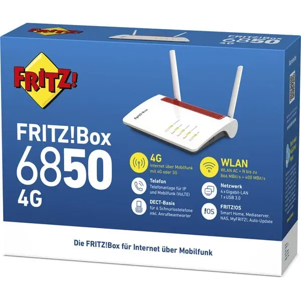 Box FRITZ! 6850 4G WLAN-Router Gigabit Ethernet Dual-Band (2,4 GHz/5 GHz) Weiß – Bild 5