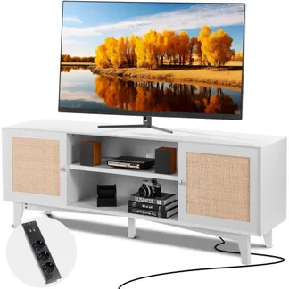 VEVOR Rattan-TV-Ständer 191cm Fernseher Boho-TV-Schrank Weiß Fernsehschrank VEVOR Rattan-TV-Ständer 191cm Fernseher Boho-TV-Schrank Weiß Fernsehschrank