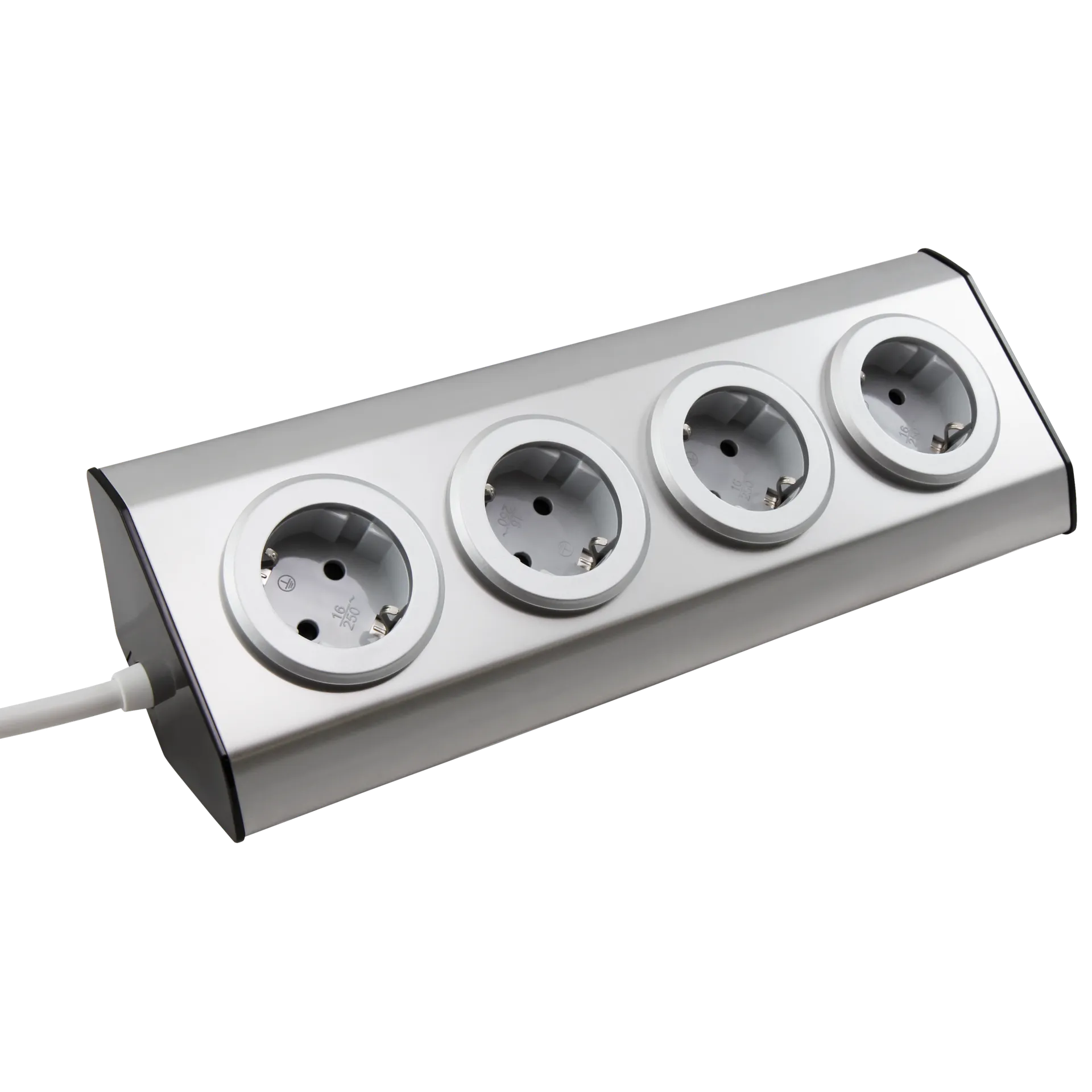 Steckdosenblock McPower ''Premium'' Aufbau, Edelstahl, 4-fach Schutzkontakt – Bild 2