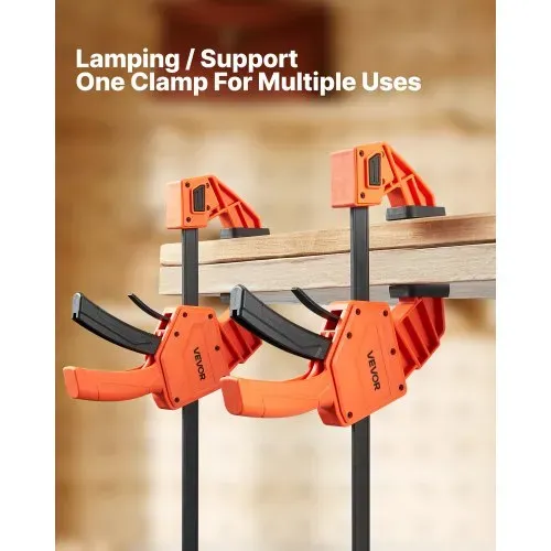 VEVOR Stangenklemmen für Holzbearbeitung 2 Stk. 30,48 cm Öffnung, Quick-Grip F-Klemme mit 154 kg Belastungsgrenze, 84,6 mm Tiefe, Kunststoff & Karbonstahl, Metallbearbeitung Orange + Schwarz – Bild 5