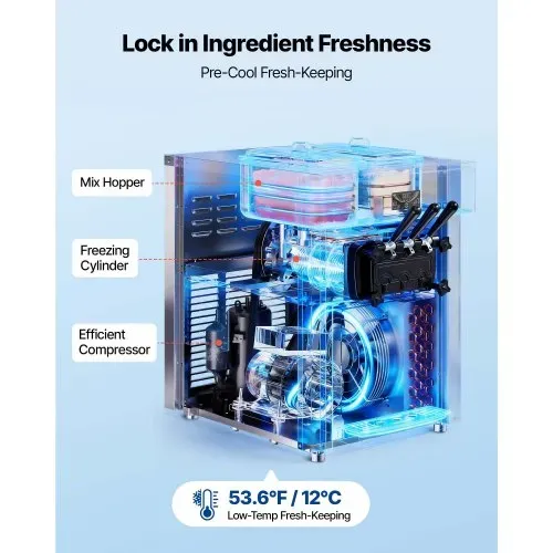 VEVOR Gewerbliche Eismaschine 20-28 L/h Leistung, Softeismaschine 2200 W lmit 2 x Behältern (6 L), Vorkühlung, Selbstreinigung und LED-Display, Tischgerät für Snackbars, Dessertläden und Cafés, Silber VEVOR Gewerbliche Eismaschine 20-28 L/h Leistung, Softeismaschine 2200 W lmit 2 x Behältern (6 L), Vorkühlung, Selbstreinigung und LED-Display, Tischgerät für Snackbars, Dessertläden und Cafés, Silber