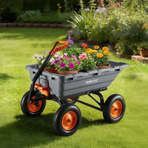VEVOR Gartenwagen 680 kg, Transportwagen mit Kippfunktion, Handwagen mit Verstellbarem Griff, Drehlagern, Handkarre, Bollerwagen, Bastelwagen, Kippwagen für Pflanzen, Erde, Erntegut – Bild 7