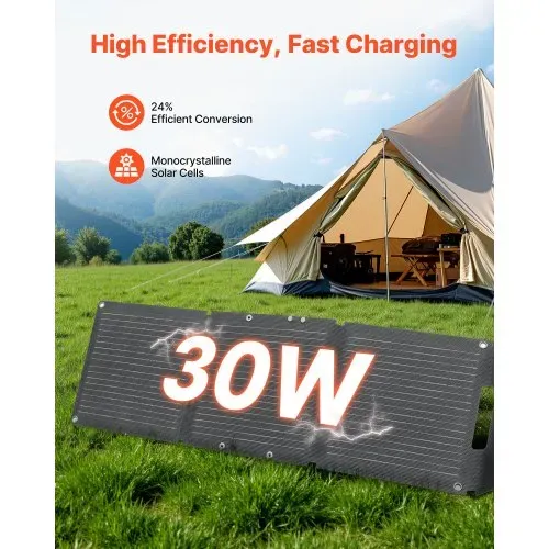 VEVOR Faltbares Solarpanel 30 W, 16BB N-Typ Monokristallines Solarmodul, Tragbares Solarladegerät mit USB-A-, USB-A (QC3.0)- & Typ-C-Anschlüssen für Camping, Rucksackreisen, Handys & Tablets VEVOR Faltbares Solarpanel 30 W, 16BB N-Typ Monokristallines Solarmodul, Tragbares Solarladegerät mit USB-A-, USB-A (QC3.0)- & Typ-C-Anschlüssen für Camping, Rucksackreisen, Handys & Tablets