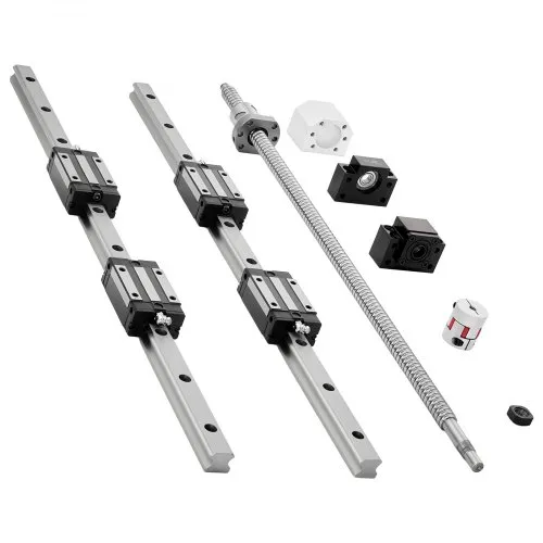 VEVOR Linearführungen, HGR20, 2er-Pack 600 mm Linearschienen, 1x Kugelumlaufspindel, 4x. Gleitblöcke, mit BF12/BK12 Endstütze, Kupplung & Muttergehäuse, für DIY-CNC-Fräsmaschinen & Drehmaschinen VEVOR Linearführungen, HGR20, 2er-Pack 600 mm Linearschienen, 1x Kugelumlaufspindel, 4x. Gleitblöcke, mit BF12/BK12 Endstütze, Kupplung & Muttergehäuse, für DIY-CNC-Fräsmaschinen & Drehmaschinen