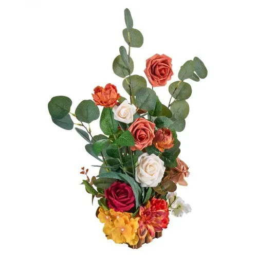 VEVOR Künstliche Blumenarrangements, 4 Stück, 450x250x250 mm Kunstblumendekorationen, orangefarbene Blumenmittelstücke für Hochzeiten, Zeremonien, Partys, Tisch-und Wohndekoration – Bild 9