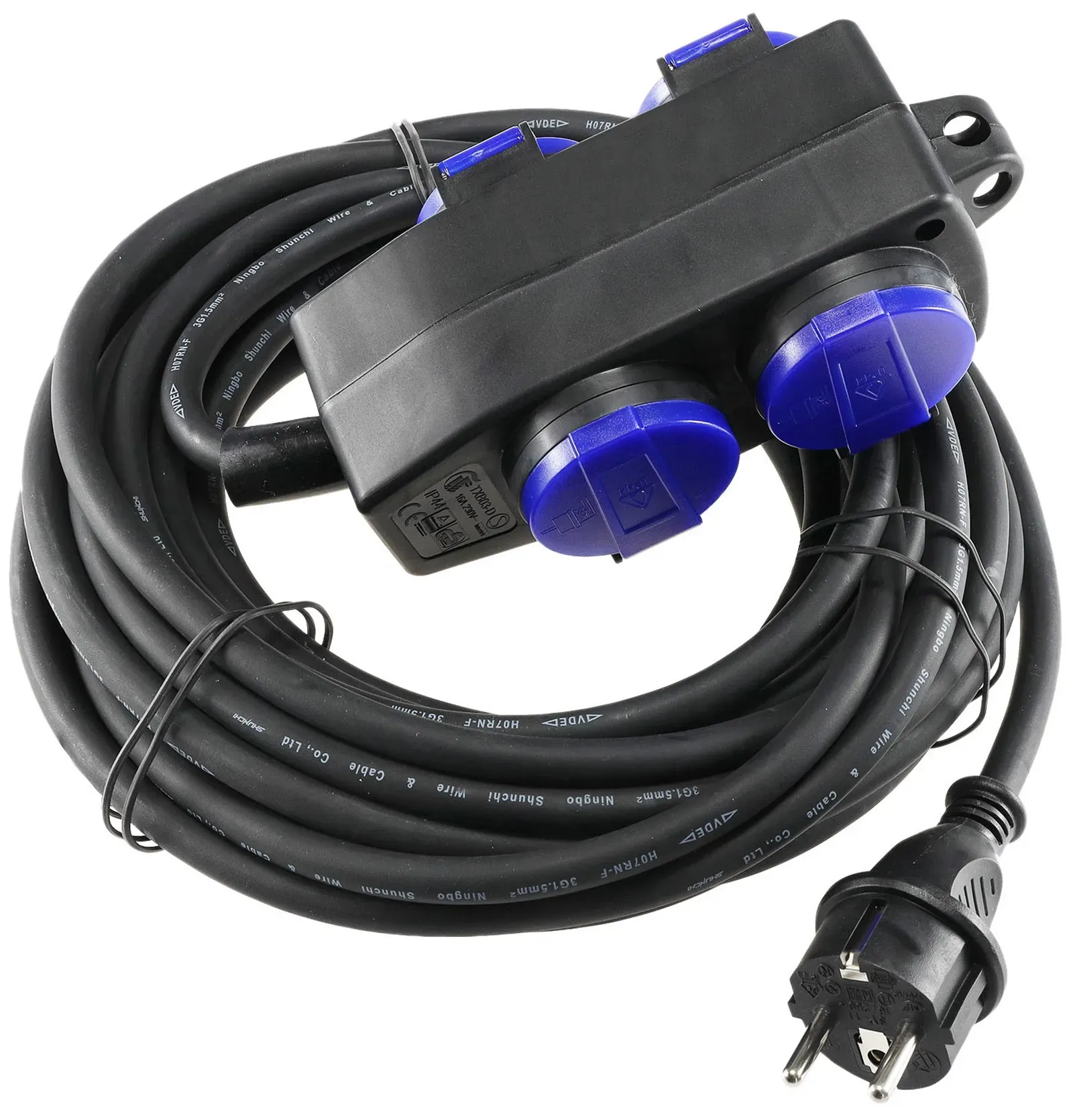 Werkstatt-Steckdose, 4-fach, 10m Kabel IP44, mit Aufhänger, H07RN-F 3G1,5mm² Werkstatt-Steckdose, 4-fach, 10m Kabel IP44, mit Aufhänger, H07RN-F 3G1,5mm²
