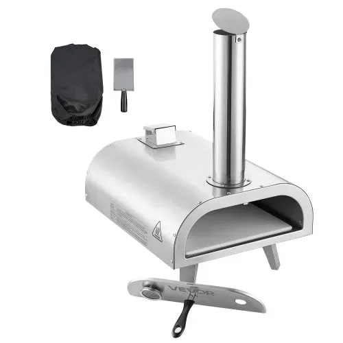 VEVOR Dual-Fuel-Pizzaofen Outdoor, 12 Zoll Holzfeuer & Propangas-Pizzaofen, Pellet- & Propan-Pizzamaker mit Thermometer & klappbarem Bein, Pizzakocher für Camping im Freien & Garten – Bild 8