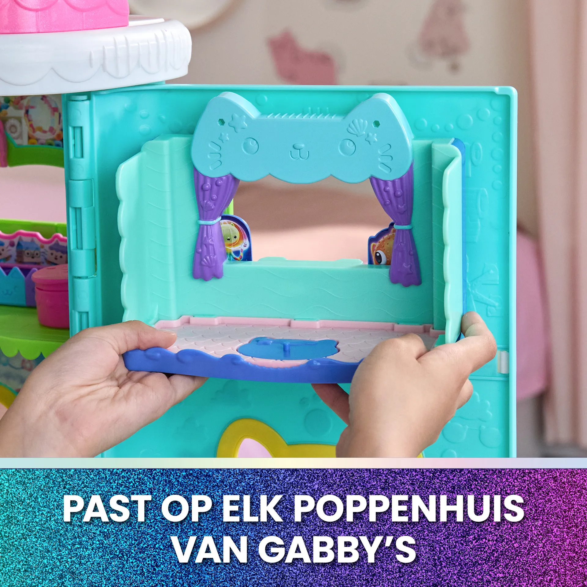 Gabby's Dollhouse DREAMWORKS : DER FILM - Portal Raum "Spa-tastisches Badezimmer von Meerkätzchen", 10-teiliges Spielset mit Katzenfigur & Zubehör – Bild 6