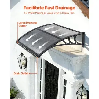 VEVOR Vordach für Haustür 755×1000 mm, Pultbogenvordach, Überdachung mit Entwässerung & ABS-Halterung, Regen-, Schnee- & Sonnenschutz, Polycarbonat-Türdach für Veranda & Terrasse, Rauchgrau VEVOR Vordach für Haustür 755×1000 mm, Pultbogenvordach, Überdachung mit Entwässerung & ABS-Halterung, Regen-, Schnee- & Sonnenschutz, Polycarbonat-Türdach für Veranda & Terrasse, Rauchgrau
