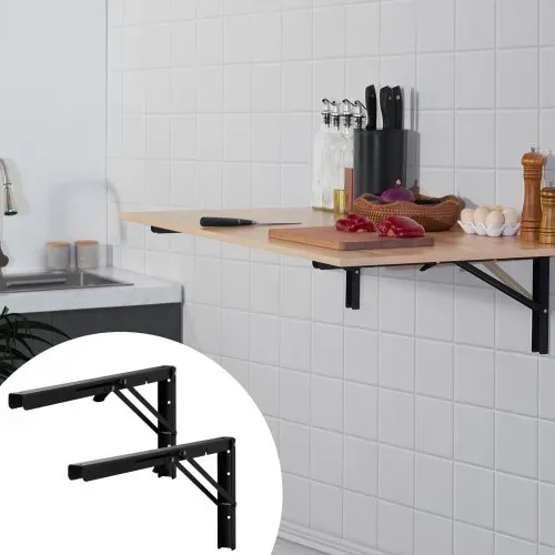 VEVOR Regalhalterung faltbar, 613 x 254 x 48 mm, 2 Stück, robuste schwebende Regalhalter, Halterungen für Regale, 5 mm dicke mattschwarze L-Regalhalterung, Regalträger aus Stahl mit 136,1 kg Tragkraft – Bild 7