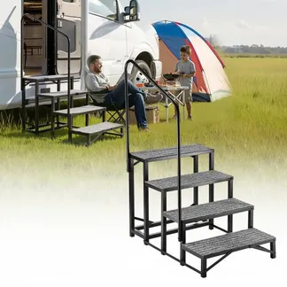 VEVOR Wohnmobiltreppe 4 Stufen Einstiegshilfe 299,38 kg Tragkraft Wohnmobil Trittstufe mit Antirutschmatte Außentreppe für Camper Wohnwagen Mobilheim Pool Spa Standtreppe für Senioren Hunde Schwarz VEVOR Wohnmobiltreppe 4 Stufen Einstiegshilfe 299,38 kg Tragkraft Wohnmobil Trittstufe mit Antirutschmatte Außentreppe für Camper Wohnwagen Mobilheim Pool Spa Standtreppe für Senioren Hunde Schwarz
