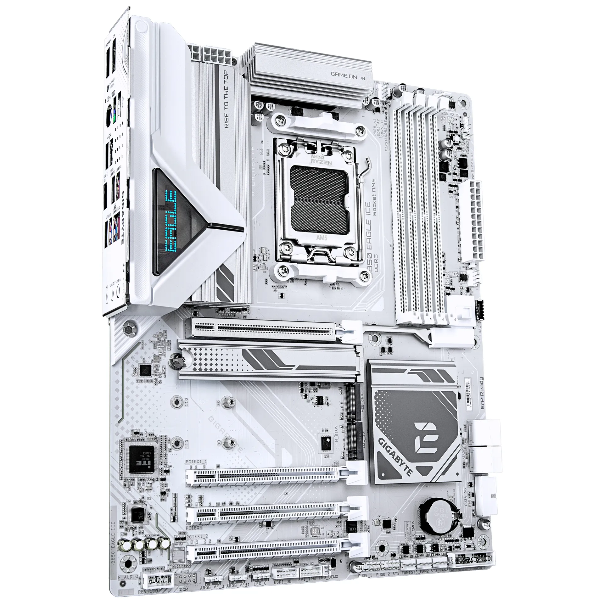 GIGABYTE B850 EAGLE ICE Mainboard – AMD Ryzen 9000 Serien-Prozessoren, 8+2+2 Phasen Digital-VRM, bis zu 8200 MHz DDR5 (O.C), 1 x PCIe 5.0 M.2 + 2 x PCIe 4.0 M.2, 2.5 GbE LAN, USB 3.2 Gen 2 – Bild 3