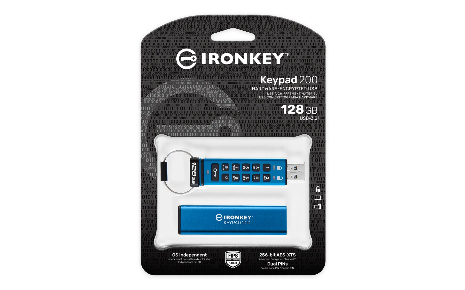 Kingston Technology IronKey 128GB Keypad 200, FIPS 140-3 Lvl 3 AES-256 Verschlüsselung – Bild 3