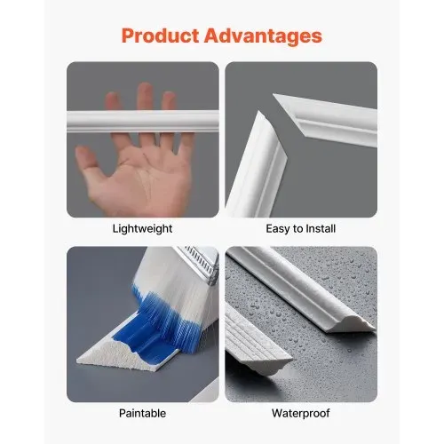 VEVOR Wandform-Set, 3er-Set 61x61 cm & 61x138 cm Stuckleisten aus Lackierbarem Polystyrol, Wasserfeste Wandleiste, Zierleiste für Wände, Friesleisten für Wohnzimmer, Schlafzimmer, Zuhause, Weiß – Bild 3