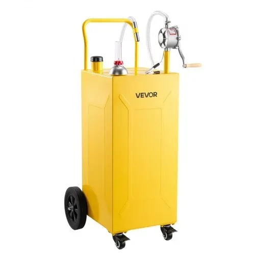 VEVOR 132,5L Kraftstofftrolley Mobile Tankanlage mit Manueller Pumpe Gelb, Tragbarer Kraftstoffbehälter für KFZ Rasenmäher Boot, Mit 4 Rollen & Ölstandsanzeige, Für Benzin & Diesel, Kohlenstoffstahl – Bild 9
