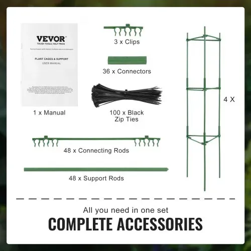 VEVOR 4er-Pack Tomatenkäfige für den Garten, 63 Zoll Tomaten-Spalier-Pflanzenpfahl-Unterstützung, stapelbarer hoher Pflanzenstützkäfig, für Hochbeete, Gemüse, Blumen und Kletterpflanzen – Bild 4