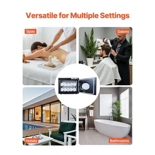 VEVOR Handtuchwärmer Wärmegerät 23 L für 36 Handtücher mit Clip & Edelstahlgestell & klarem Fenster, Heißhandtuchwärmer für Spa Friseur Massage Salon, Dampfheizfunktion & Reinigungslampe – Bild 5