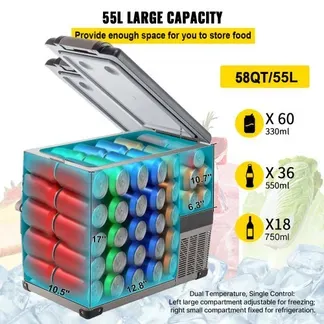 VEVOR Tragbare Kompressor Kühlbox 55 L Auto Kühlschrank 220 V Mini-Kühlschrank Elektrische Gefrierbox Kleiner Gefrierschrank für Auto, Camping, Lkw, Boot VEVOR Tragbare Kompressor Kühlbox 55 L Auto Kühlschrank 220 V Mini-Kühlschrank Elektrische Gefrierbox Kleiner Gefrierschrank für Auto, Camping, Lkw, Boot