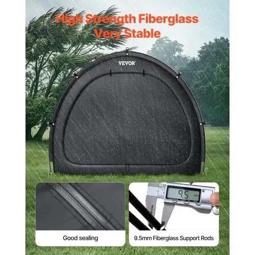 VEVOR Fahrradzelt, 4 bis 5 Fahrräder, geräumige Fahhrradgarage mit belüftetem Fenster, fächerförmige Fahrradschuppe mit hochfestem Fiberglas & Doppelreißverschlüssen, 2190x1550x1730 mm – Bild 3