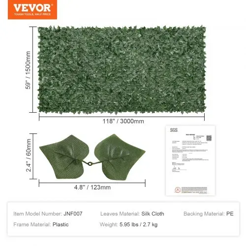 VEVOR Sichtschutzzaun aus Efeu, 1,5 x 3 m, künstlicher Wandschirm, grüner Efeuzaun mit Netzgeweberückseite und verstärkter Verbindung, künstliche Hecken mit Weinblättern für Garten, Hof, Balkon – Bild 6