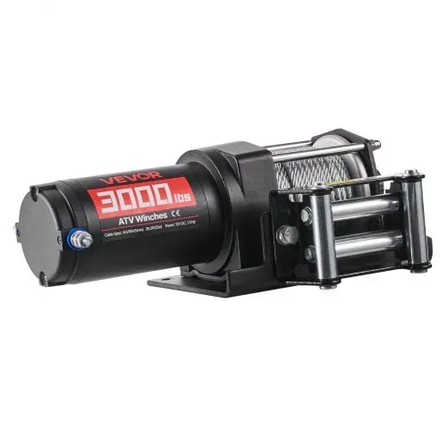 VEVOR Elektrische Seilwinde 1360 kg, 12 V DC Motorwinde mit Φ4,7 mm x 12 m Stahlseil & Kabelgebundener Fernbedienung, IP55, Aluminiumgehäuse, Elektrowinde zum Abschleppen von ATVs, Schwarz – Bild 9