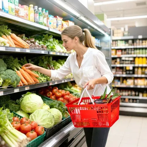 VEVOR Einkaufskorb, 4 Stk., 21 L, PE-Kunststoff-Tragekorb mit Griffen, Universalkorb stapelbar, Kunststoffkorb, tragbar für Lebensmittel, Einzelhandel, Geschäfte, Supermärkte, Heimgebrauch, rot – Bild 7