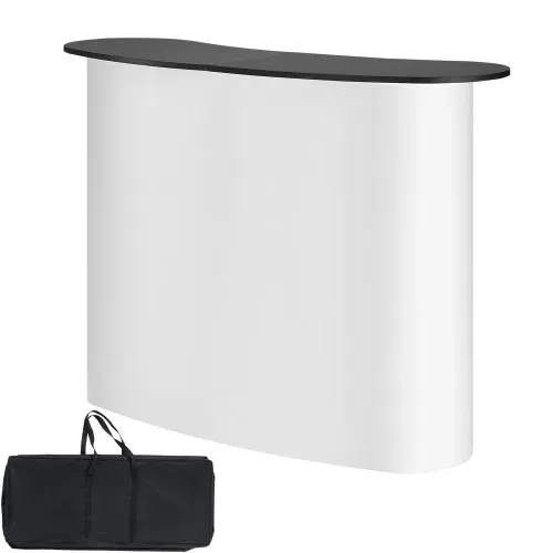 VEVOR Tragbare Messetheke Messetresen, 130 × 46,5 × 95 cm Messestand Ausstellungs-Thekenständer, Faltbarer Promotion-Einzelhandels-Bartisch, Pop-Up-Podium mit Aufbewahrungsregal, Tragetasche – Bild 8