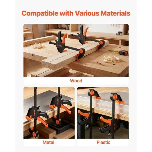 VEVOR Einhandzwinge, 8er-Pack, 15,24 & 30,48 cm Öffnung, mit Federzwingen, Schnellspannzwinge, 70 kg Klemmkraft, Schraubzwinge, Selbstverriegelndes Design, Klemmzwinge für Holz- & Metallbearbeitung – Bild 3