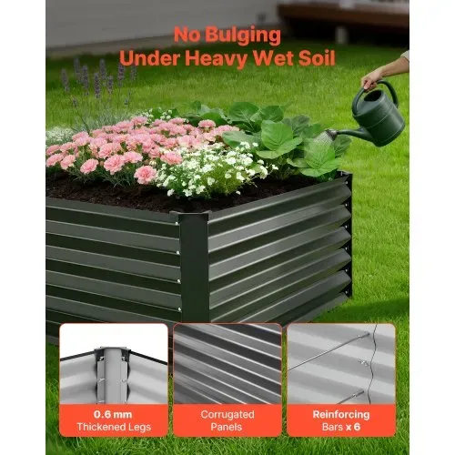 VEVOR Hochbeet Metall 2er-Pack 203x102x46 cm, Rechteckiges Gartenbeet, Pflanzkasten-Set für den Außenbereich, Gemüsebeet mit Handschuhen, Blumenbeet, Pflanzbeet, Pflanzkurbel für Blumen & Gemüse – Bild 2