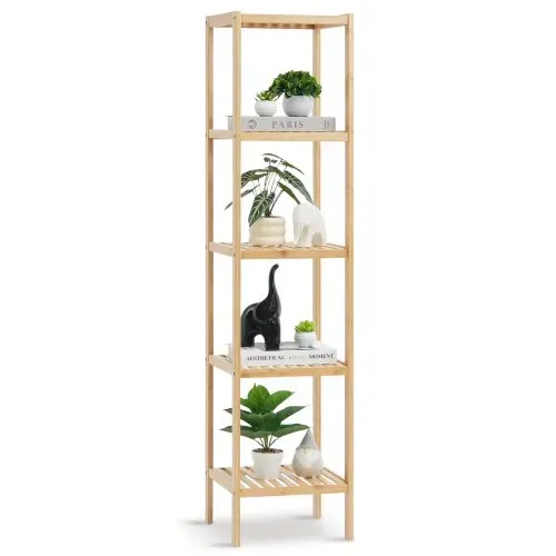 VEVOR Eckregal 5 Ablagen aus Bambus, Aufbewahrungsregal Bücherregal freistehender multifunktionaler Blumenpflanzenständer Pflanzenregal ideal für Badezimmer Schlafzimmer Büro Pflanzenständer VEVOR Eckregal 5 Ablagen aus Bambus, Aufbewahrungsregal Bücherregal freistehender multifunktionaler Blumenpflanzenständer Pflanzenregal ideal für Badezimmer Schlafzimmer Büro Pflanzenständer