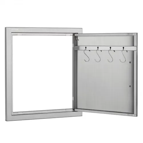 VEVOR Grill-Zugangstür, 457 x 508 mm, Einzelne Außenküchentür, Flächenbündig Montierte Edelstahltür, Vertikale Wandtür mit Griff und Haken, für Grillinsel, Grillstation, Außenschrank – Bild 10