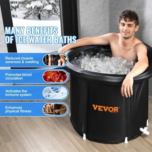 VEVOR Eisbadewanne, 80 cm langes Tauchbecken für Kaltwassertherapie für Sportler, tragbares Outdoor-Eisfass-Tauchbecken zur Erholung, 341 aufblasbare Faltbadewanne mit Abdeckung – Bild 5