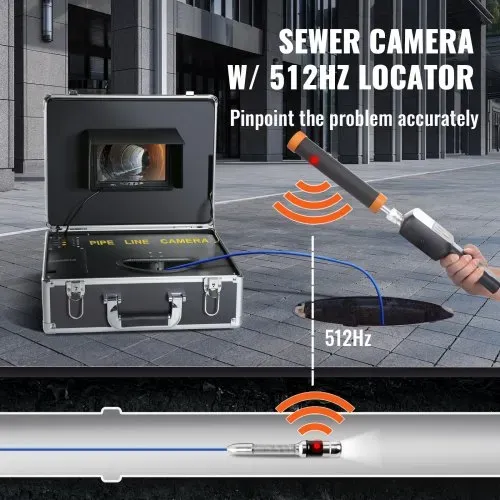 VEVOR Kanalkamera mit 512-Hz-Ortung, 40 m, 17,8 cm Rohrinspektionskamera mit DVR-Funktion, IP68-Kamera mit 12 einstellbaren LEDs, einer 16-GB-SD-Karte für Abwasserleitungen, Haus, Kanalabflussrohre – Bild 5