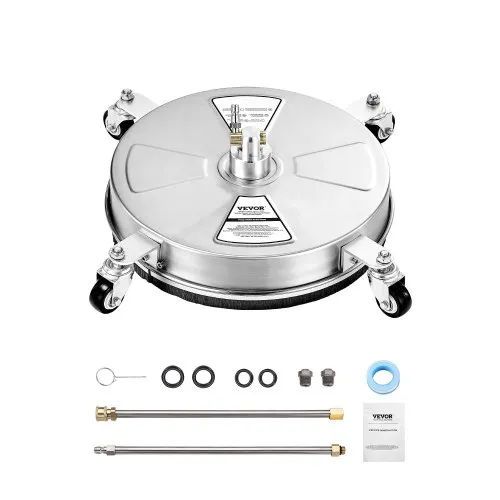 VEVOR 395 mm Hochdruckreiniger-Flächenreiniger, Hochdruckreiniger-Aufsätze aus Edelstahl mit 4 Rädern, 276 bar, 6,35 mm Schnellanschluss, 2 Sprühdüsen, 2 verlängerte Stäbe für Beton, Terrasse, Deck VEVOR 395 mm Hochdruckreiniger-Flächenreiniger, Hochdruckreiniger-Aufsätze aus Edelstahl mit 4 Rädern, 276 bar, 6,35 mm Schnellanschluss, 2 Sprühdüsen, 2 verlängerte Stäbe für Beton, Terrasse, Deck