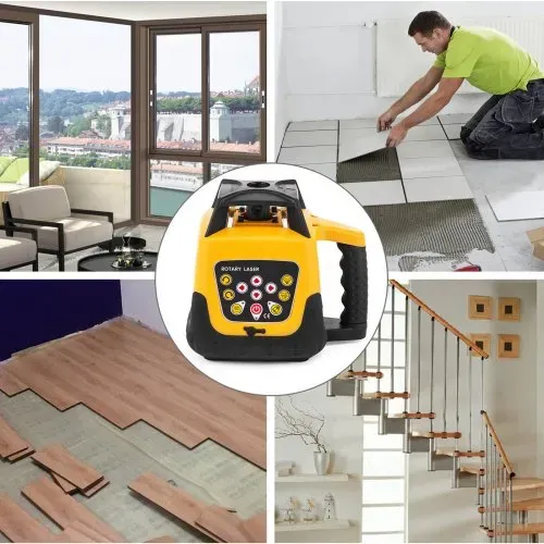 VEVOR Rot Professional Rotationslaser max. Arbeitsbereich 100 m, 360 Rotary Laser Level Wasser- und staubdicht außenbereich Arbeitszeit 20 Stunden in Handwerkerkoffer 2 kg Fernbedienung Yellow Shell – Bild 6
