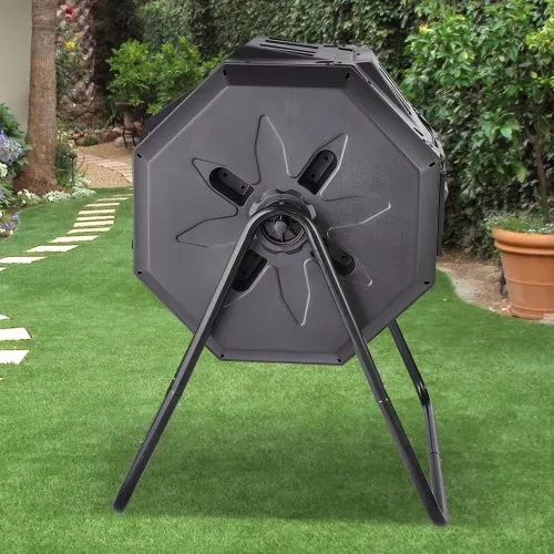 VEVOR Tumbling-Komposterbin Komposter Tumbler 162,7 L, Trommelkomposter Drehbar Doppelraum Tumbling Komposter 735 x 625 x 955 mm, 50 kg Belastbarer Garten Kompostbehälter inkl. Handschuhe – Bild 7