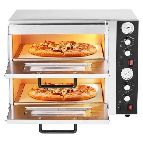 VEVOR elektrischer Pizzaofen für 457 mm Pizza 2500 + 2500 W Pizzabackofen bis 450 °C, Pizzamaker mit Zeit- und Temperaturregelung & Doppelkammer, Pizzabackmaschine Pizzamaschine multifunktional – Bild 9