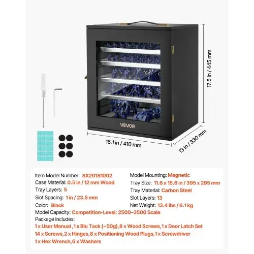 VEVOR Miniatur-Aufbewahrungskoffer für Warhammer 40k, Für Modelle im Maßstab 2500-3500, Holz-Transportkoffer mit 5 Ablagen 13 Fächern, Sammlervitrine für Sammlerstücke (Miniaturen nicht enthalten) – Bild 6