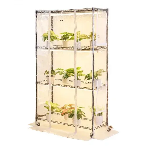 VEVOR Pflanzenregal mit Wachstumslicht, 4-stufiger Pflanzenständer mit transparenter Abdeckung, Timer & Hygrometer, 180W Vollspektrum-Lichter, Blumenregal für Zimmerpflanzen 90x35x150 cm – Bild 8