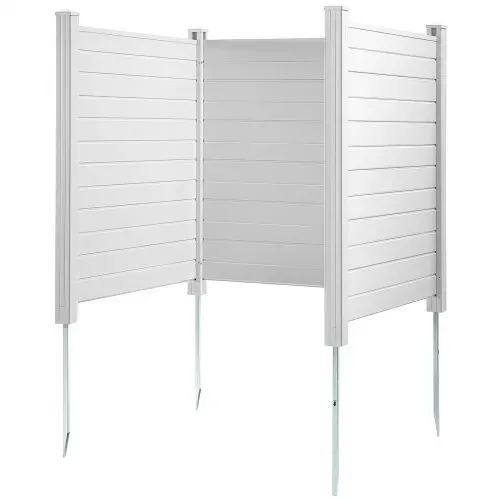 VEVOR 3xPaneele Gartenzaun 122x122cm Sichtschutzzaun PVC und verzinktes Blech-Erdspieß Windschutzzaun Metallpfähle bis 50cm Lamellenzaun Steckzaun Sichtschutz ideal für Pool-Ausrüstung Klimaanlagen – Bild 9
