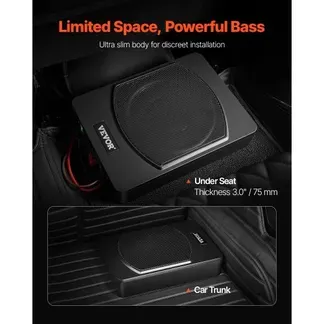 VEVOR Untersitz Auto Subwoofer 240 W 254 mm schlanker Auto Subwoofer unter dem Sitz Subsystem mit eingebautem Verstärker, Hoch-/Niedrigpegel-Eingang und Lautstärkeregler für SUVs Lkws VEVOR Untersitz Auto Subwoofer 240 W 254 mm schlanker Auto Subwoofer unter dem Sitz Subsystem mit eingebautem Verstärker, Hoch-/Niedrigpegel-Eingang und Lautstärkeregler für SUVs Lkws