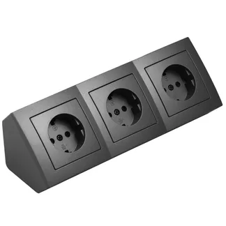 Steckdosenblock McPower “Flair“ 250V~/16A, Aufbau, Anthrazit, 3-fach Steckdose Steckdosenblock McPower “Flair“ 250V~/16A, Aufbau, Anthrazit, 3-fach Steckdose