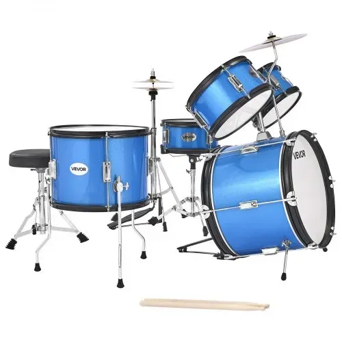VEVOR Schlagzeug Set, 5-teilig, inkl. 40,6 cm Basstrommel, 25,4 cm Snare, 20,3 cm & 25,4 cm Tomtoms, 33 cm Standtom, 25,4 cm Crash-Becken & 20,3 cm Hi-Hat, für Kinder von 6–13 Jahren, Blau – Bild 9